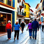 커뮤니티 내 자원 관리 및 분배 전략 - "A vibrant street scene in Mondragón, Spain, showcasing cooperative businesses and a thriving commun...
